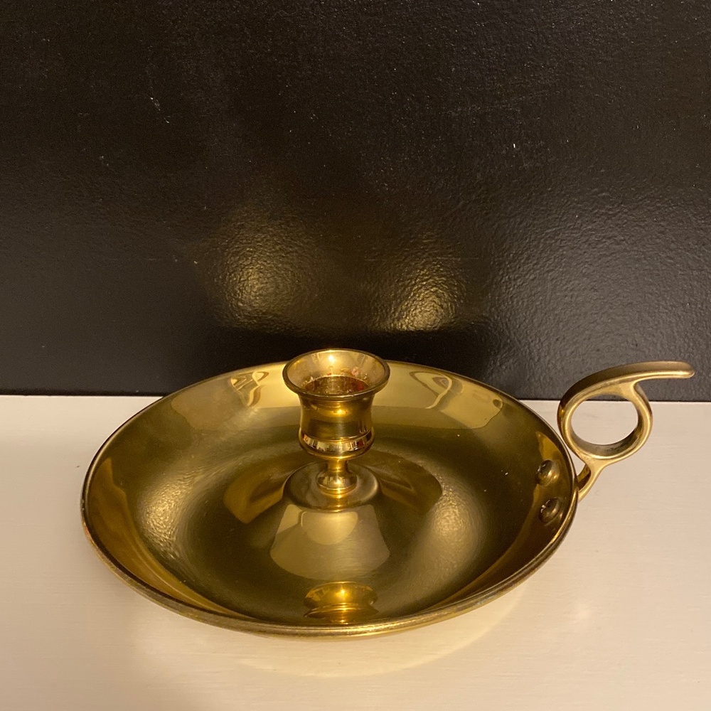 Christmas Vtg Brass Candle Stick Holder (1)